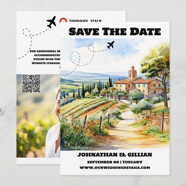 Save The Date Toscane destination mariage enregistrer la date mo (Devant / Derrière)