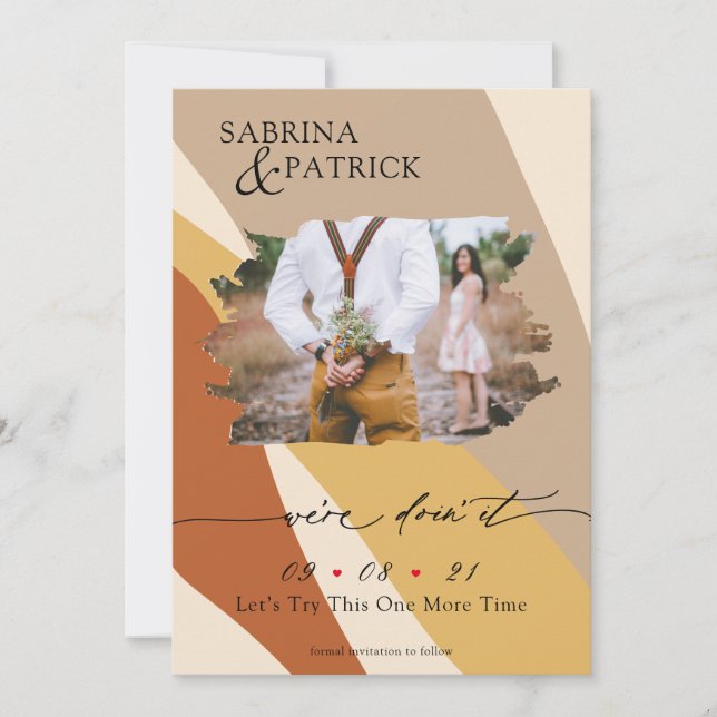 Save The Date Toscane Roue Jaune Beige moderne Photo Abstraite (Devant)