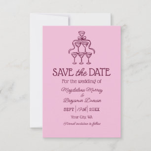 Save The Date Tour de champagne dessiné à la main de style rétro