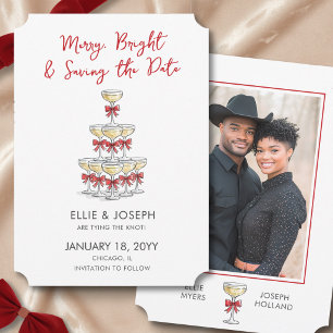 Save The Date Tour de champagne joyeux et lumineux pour mariage