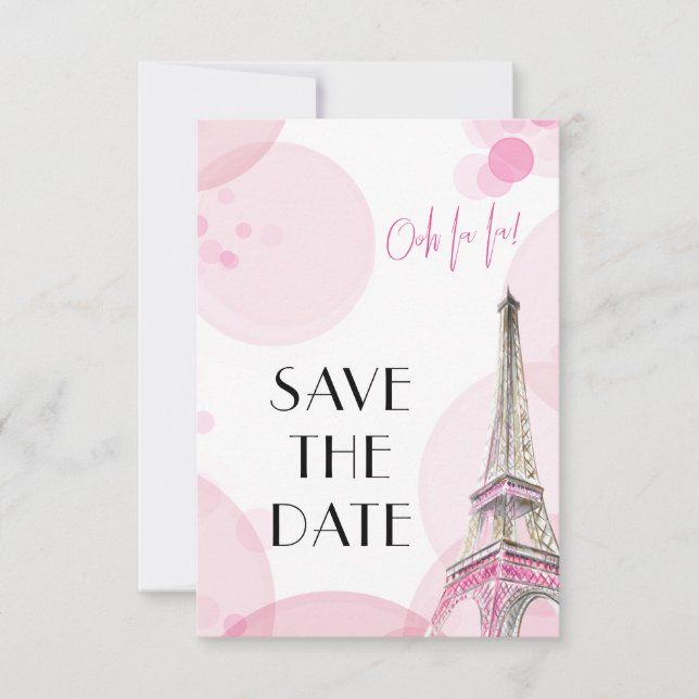 Save The Date Tour Eiffel Pink Paris Sweet 16 (Devant)