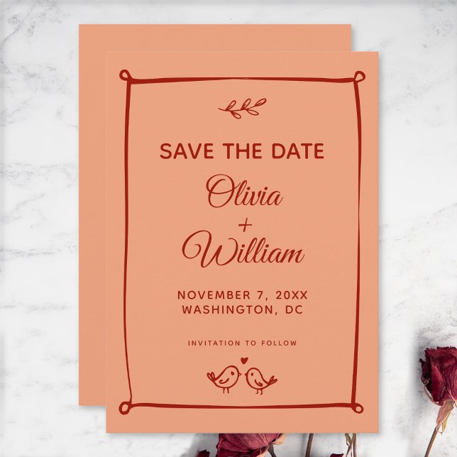 Save The Date Tourbières, Mariage orange et rouge (Créateur téléchargé)