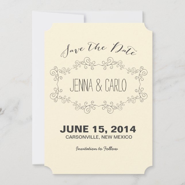 Save The Date tourbillon de gribouillis enregistrer la date (Devant)