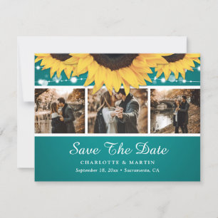 Save The Date Tournesol En Dentelle turquoise Photo Enregistrer