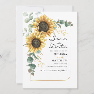 Save The Date Tournesol Eucalyptus Botanique Moderne Floral