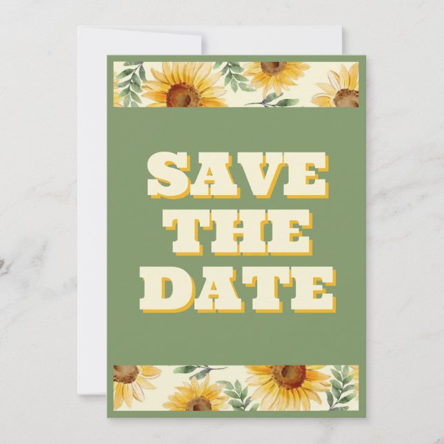 Save The Date Tournesol Eucalyptus Floral Mariage botanique (Devant)