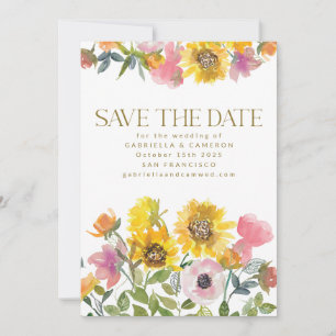 Save The Date Tournesol Jaune Aquarelle Mariage Floral