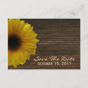 Save The Date Tournesol Jaune & Bois D'Écorce Automne Enregistre