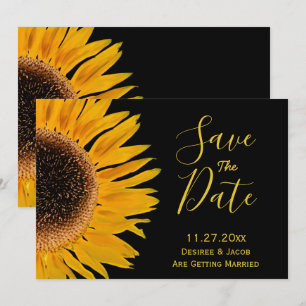 Save The Date Tournesol Jaune Rustique Noir Enregistrer La Date