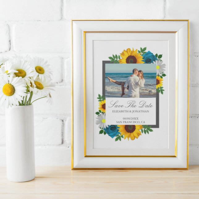 Save The Date Tournesol Rose Daisy Fleurs de Mariage (Créateur téléchargé)