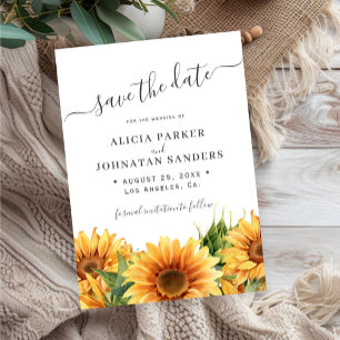 Save The Date Tournesol rustique boho été jardin mariage blanc