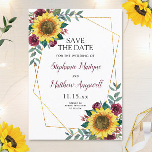 Save The Date Tournesol rustique Mariage Floral moderne