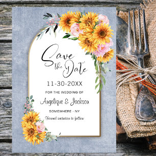 Save The Date Tournesol Rustique Rose Mariage Arch