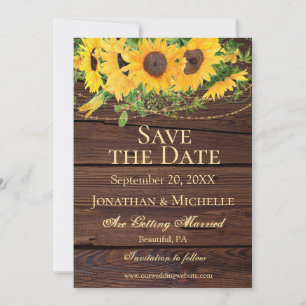 Save The Date Tournesols Rustiques Bois Mariage inspirant