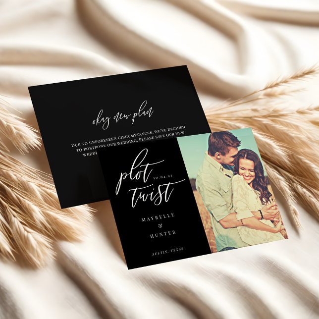 Save The Date Tournure de l'intrigue Calligraphie minimale moder (Plot Twist Modern Minimal Calligraphy & Photo Save The Date)