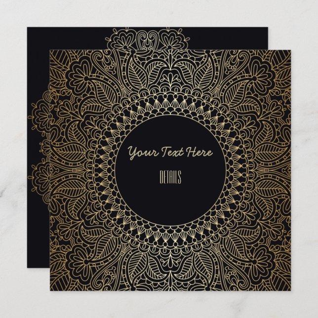 Save The Date Tout Événement Élégant Mandala Doré (Devant / Derrière)