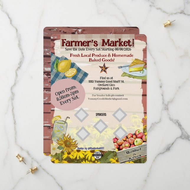 Save The Date Tracts de l'événement du marché des agriculteurs ( (Devant/Arrière en situation)