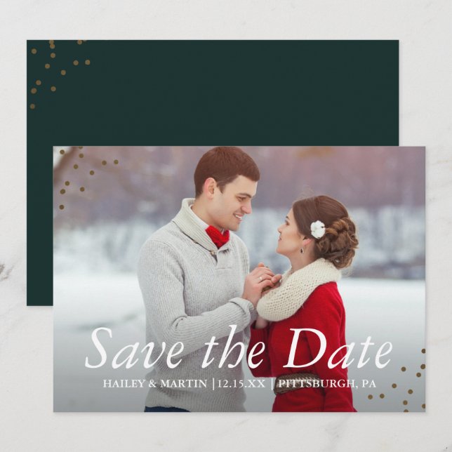 Save The Date Traditions élégantes Mariage photo Sauvez la date (Devant / Derrière)