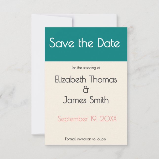Save The Date Transformative Teal Modern  Contemporary Wedding (Devant)