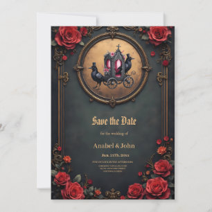 Save The Date Transport gothique avec Ravens et Rose.