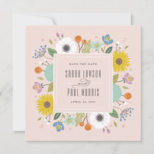 Save The Date Trellis Flower Frame Enregistrer la date - Rose