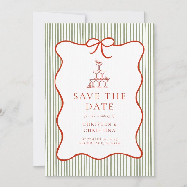 Save The Date Trendy Whimsical Hand Drawn Bow Photo  (Devant)