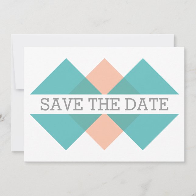 Save The Date Triade géométrique de corail turquoise Enregistrer (Devant)