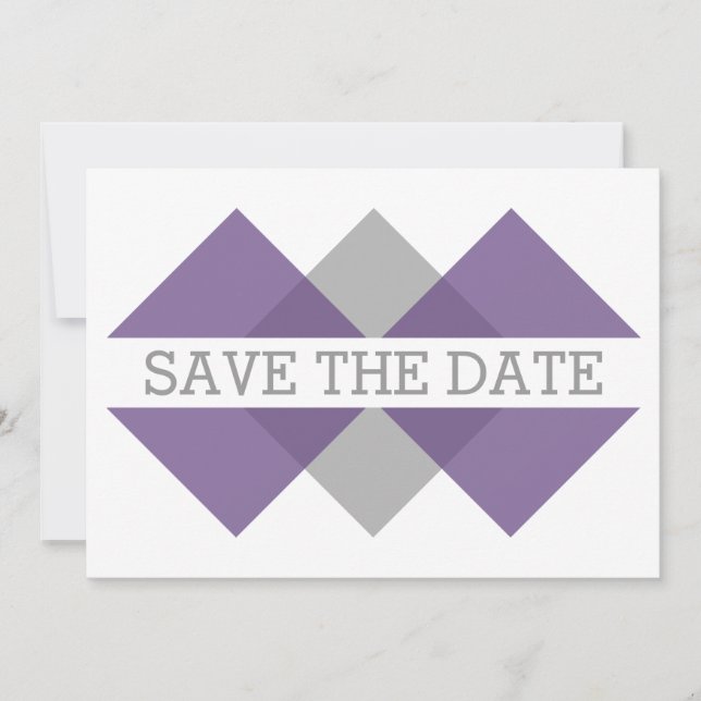 Save The Date Triade géométrique gris violet Enregistrer l'Invit (Devant)