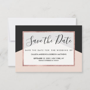 Save The Date Triangle noir rose moderne géométrique