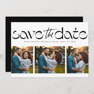 Save The Date Trois photo simple moderne tendance noir blanc