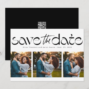Save The Date Trois photos simple moderne tendance noir blanc