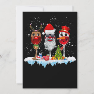 Save The Date Trois verres de Noël du vin Lumières du Père Noël