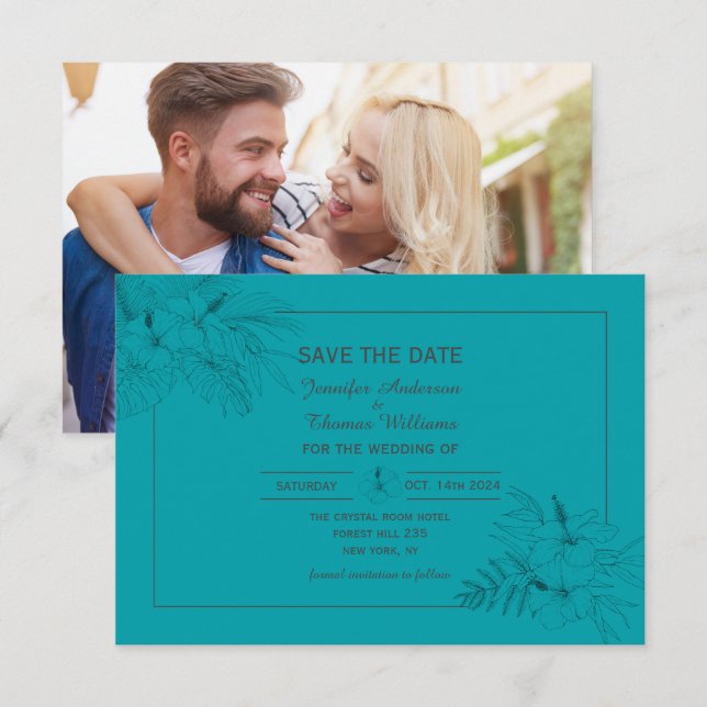Save The Date Tropical Beach Boho Summer Économisez La Date (Devant / Derrière)