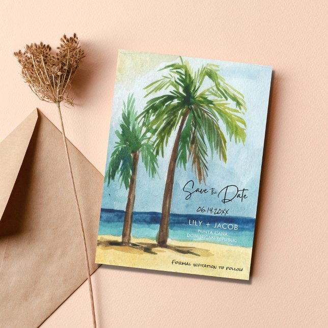 Save The Date Tropical Beach Destination Mariage Enregistrer La  (Créateur téléchargé)