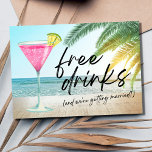 Save The Date Tropical Beach Funny Destination Mariage<br><div class="desc">Donnez à vos invités une idée de plaisir à venir avec ces amusants "Boissons gratuites (et nous nous marions) mariage de la plage enregistrer les dates! Ce design ludique est parfait pour le couple amusant qui ne peut pas attendre de célébrer avec sa famille et ses amis à leur mariage...</div>