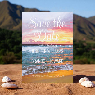 Save The Date Tropical Beach Ocean Coastal QR Code Mariage