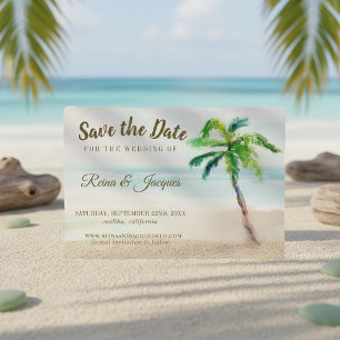 Save The Date Tropical Beach Palm Tree Enregistrer La Date Maria