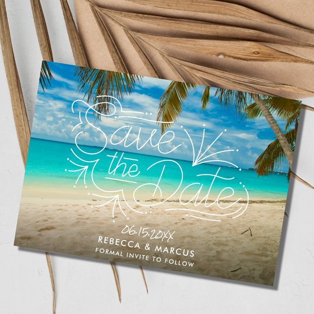 Save The Date Tropical Beach Photo Wedding Enregistrer la date (Tropical Beach Photo Wedding Save the Date)