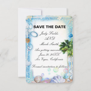 Save The Date Tropical Beach Seashell Wedding Enregistrer La Car