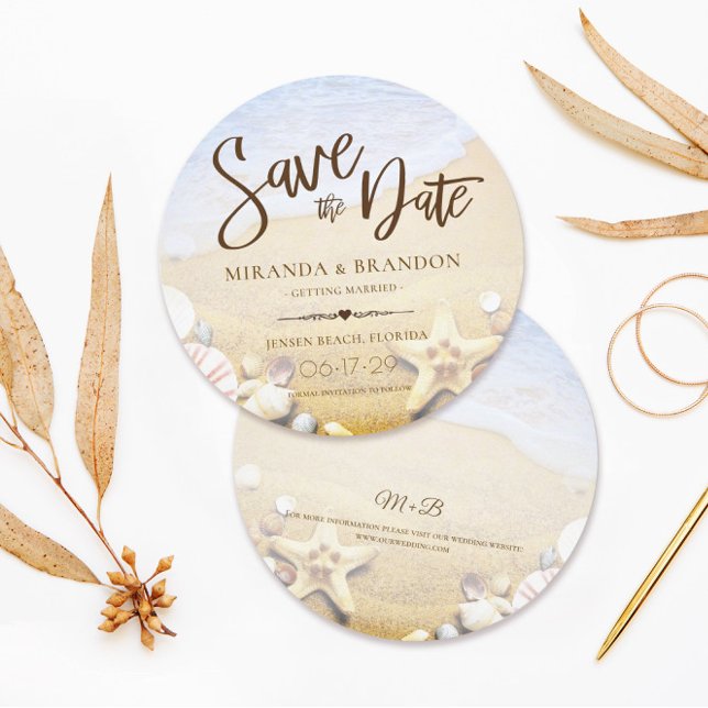 Save The Date Tropical Beach Wedding Starfish Enregistrer la car (Créateur téléchargé)