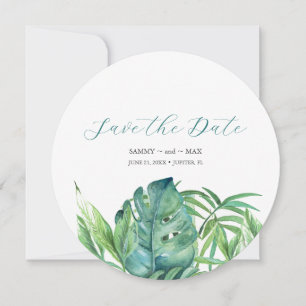 Save The Date Tropical Chic Aquarelle Végétation Enregistrer la