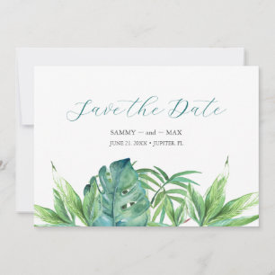 Save The Date Tropical Chic Aquarelle Verdure Enregistrer la Dat