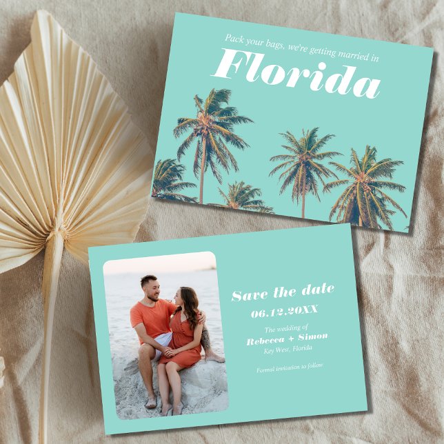 Save The Date Tropical Florida Beach Wedding Photo Enregistrer l (Créateur téléchargé)