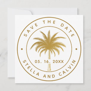 Save The Date Tropical Palm Tree Mariage Photo Gold