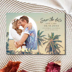 Save The Date Tropical Palms Photo Beach Wedding 