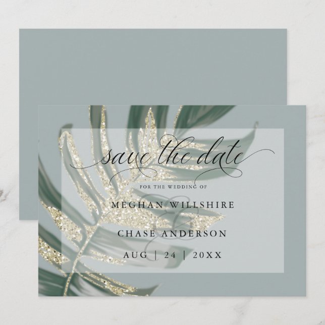 Save The Date Tropical Rustique Aquarelle Feuille Fendue Sauvega (Devant / Derrière)