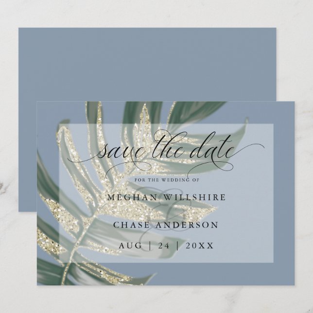 Save The Date Tropical Rustique Aquarelle Feuille Fendue Sauver  (Devant / Derrière)