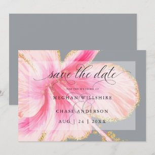 Save The Date Tropical Rustique Aquarelle Fleur Rose