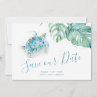 Tropical Sauvez la date avec l'aquarelle tortue ma