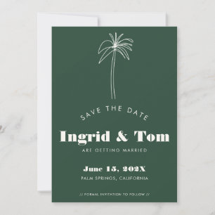 Save The Date Tropiques minimalistes vertes